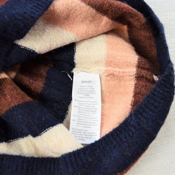 MADEWELL Women's Evercrest Sweater Stripe Mock Neck Pullover Colorful  XS - Picture 10 of 11